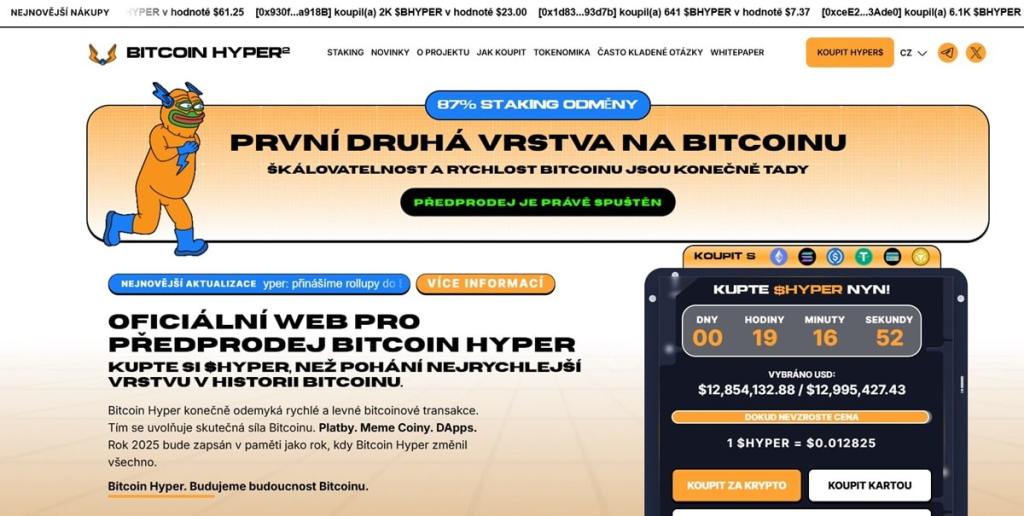 Bitcoin Hyper (HYPER) Layer-2 most mezi Bitcoinem a rychlostí Solana VM