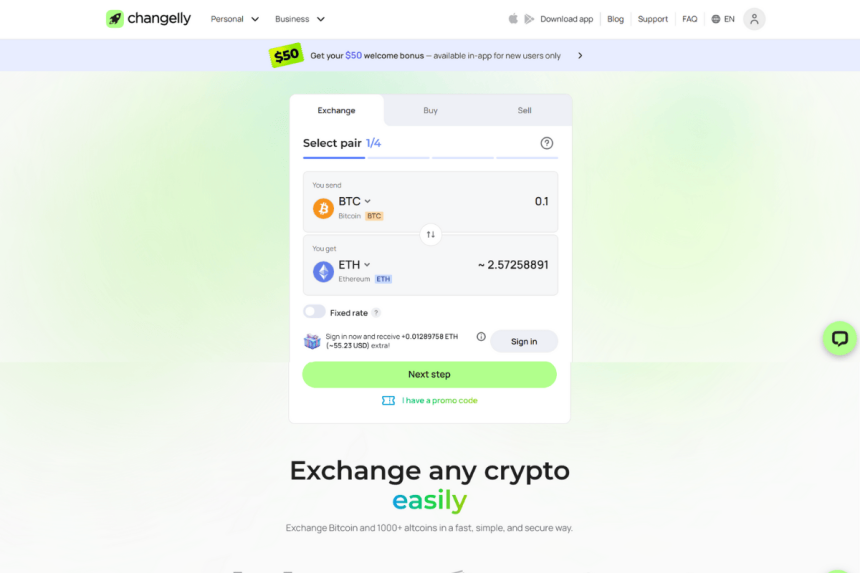 Changelly ανταλλακτήρια κρυπτονομισμάτων