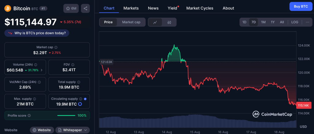 Cenový vývoj bitcoinu.