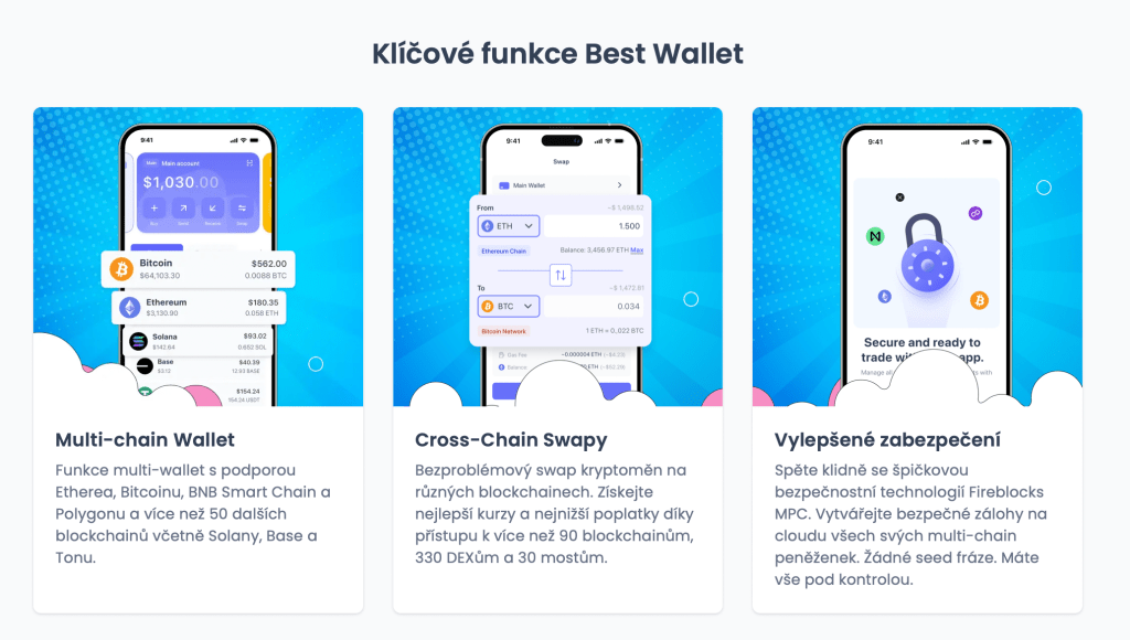 Klíčové funkce Best Wallet