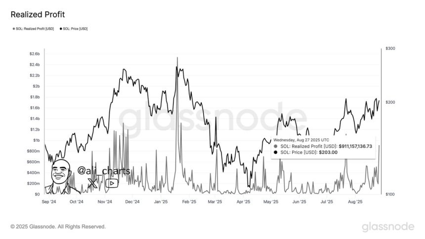 Solana Realized Profit | Source: Ali Martiez
