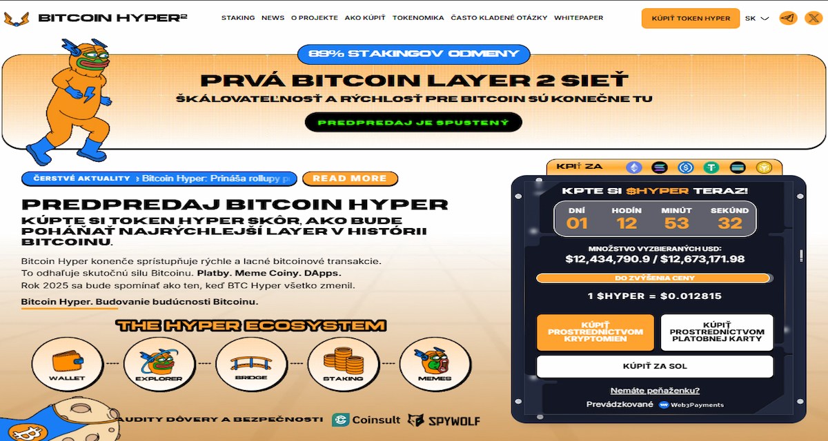 Bitcoin Hyper Bitcoin-zarovnané Layer-2 s rýchlym vysporiadaním a aktívnym presale