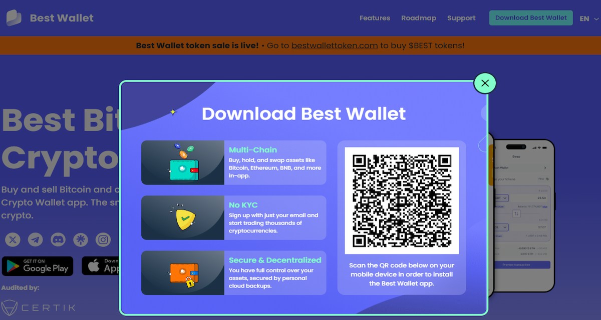 Ako kúpiť tieto coiny cez Best Wallet