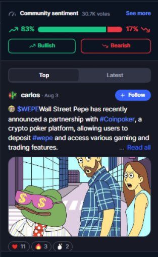$WEPE announces CoinPoker partnership on X.