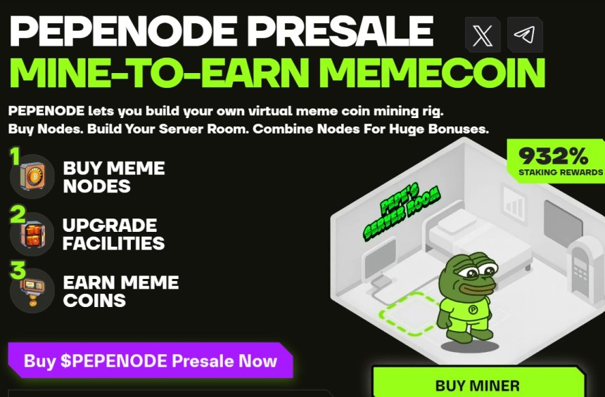 Pepenode is een mine-to-earn meme coin