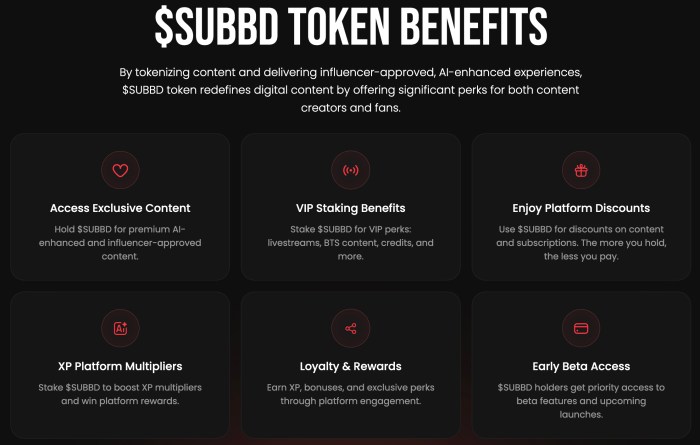 SUBBD Token benefits.