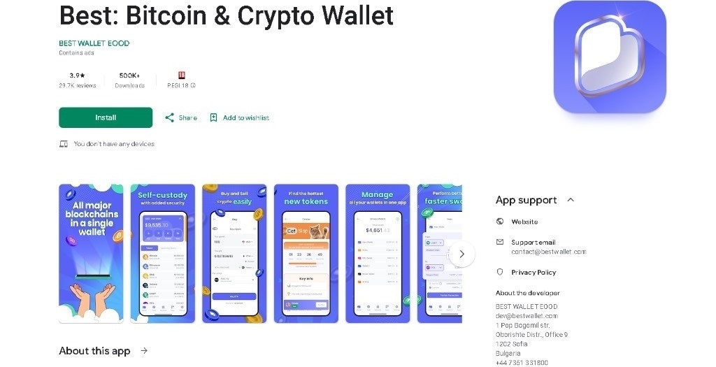 Stiahnite aplikáciu Best Wallet