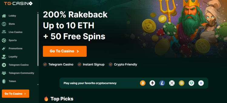 3. TG Casino: decentralizuotas Telegram kazino su vietiniu žetonu