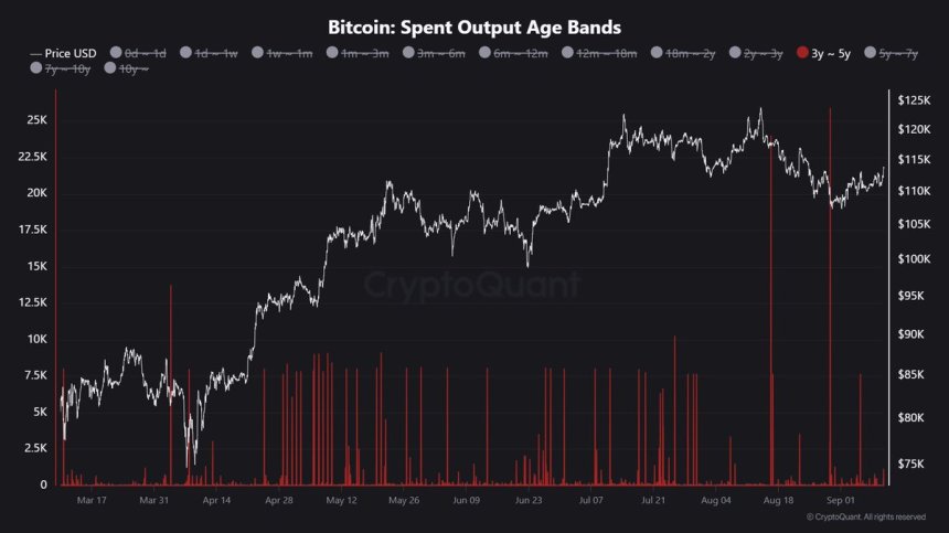 Bandas de edad de salida de Bitcoin | Fuente: Maartunn