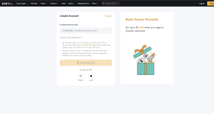 Kaip užsiregistruoti ByBit platformoje?