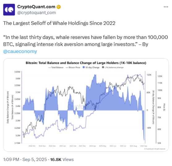 El analista de CryptoQuant discutió las compras de ballenas de Bitcoin en X.