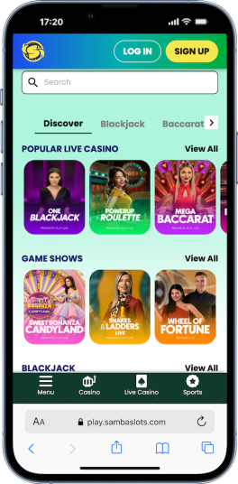 mobile screenshot of Samba Slots, a duitnow casino in Malaysia