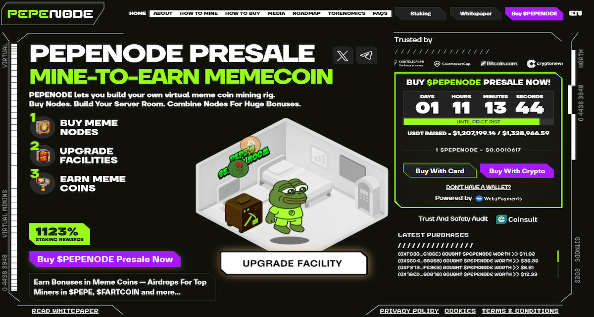 Pepenode (PEPENODE) — Interaktivni “mine-to-earn” bez hardvera