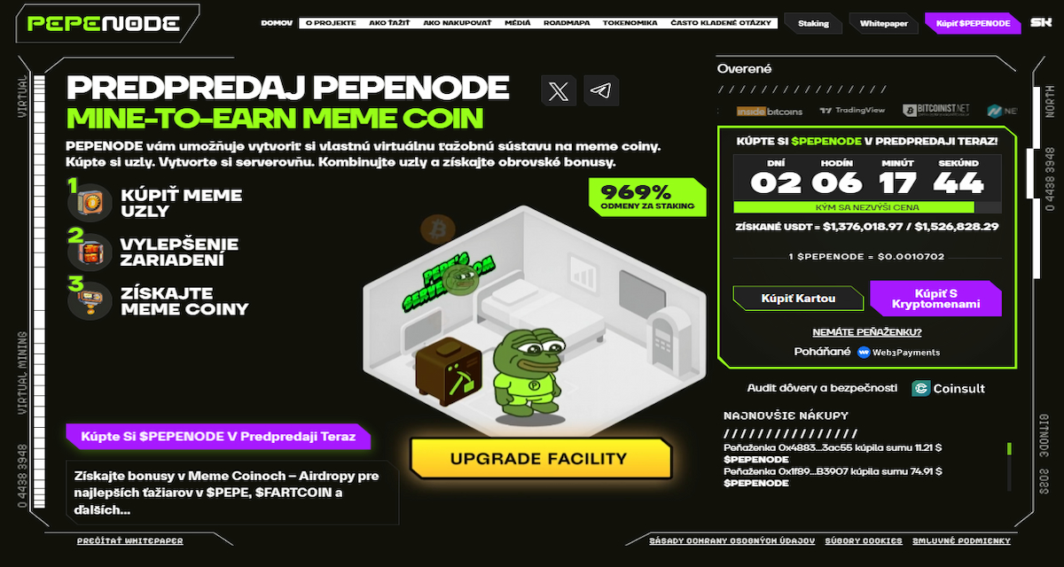 Pepenode: virtuálny „mine-to-earn“ meme token
