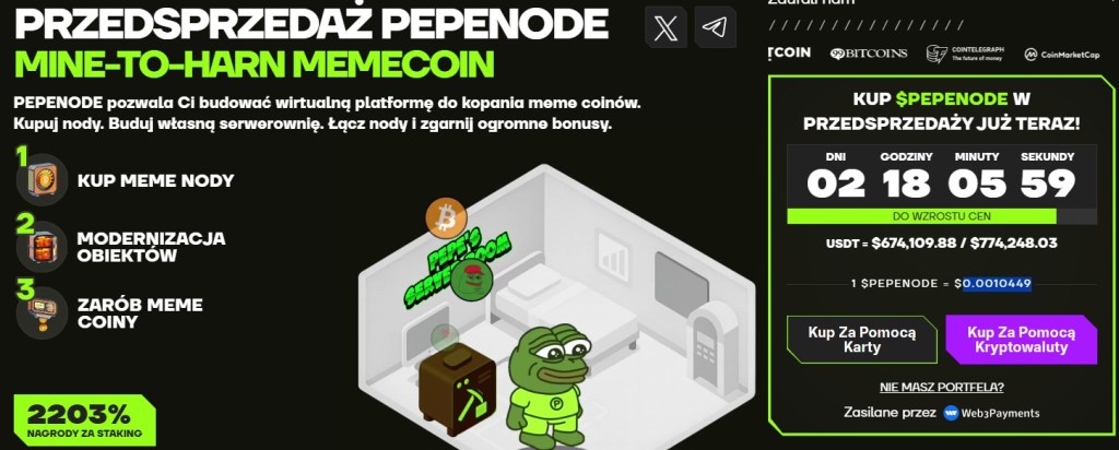 Jak kupić PEPENODE? Strona przedsprzedaży tokena,