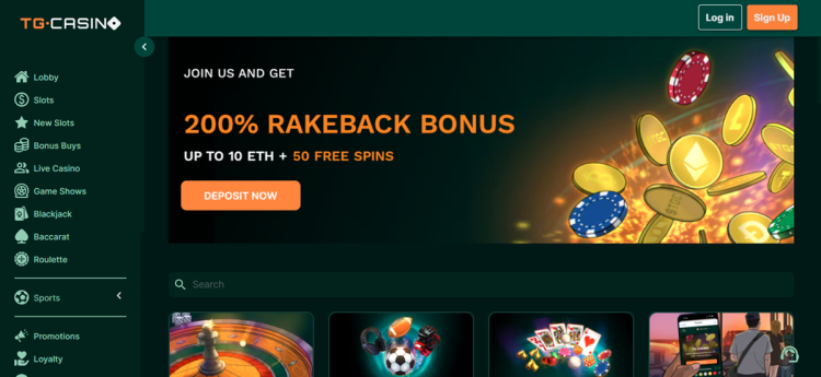 apostas com criptomoedas no TG.Casino