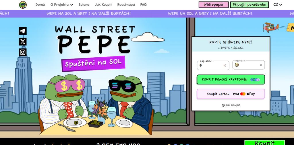 Wepe SOL – Wall Street Pepe rozšiřuje své aktivity z ETH na Solanu