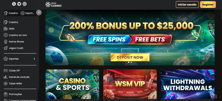 WSM Casino apostas com criptomoedas