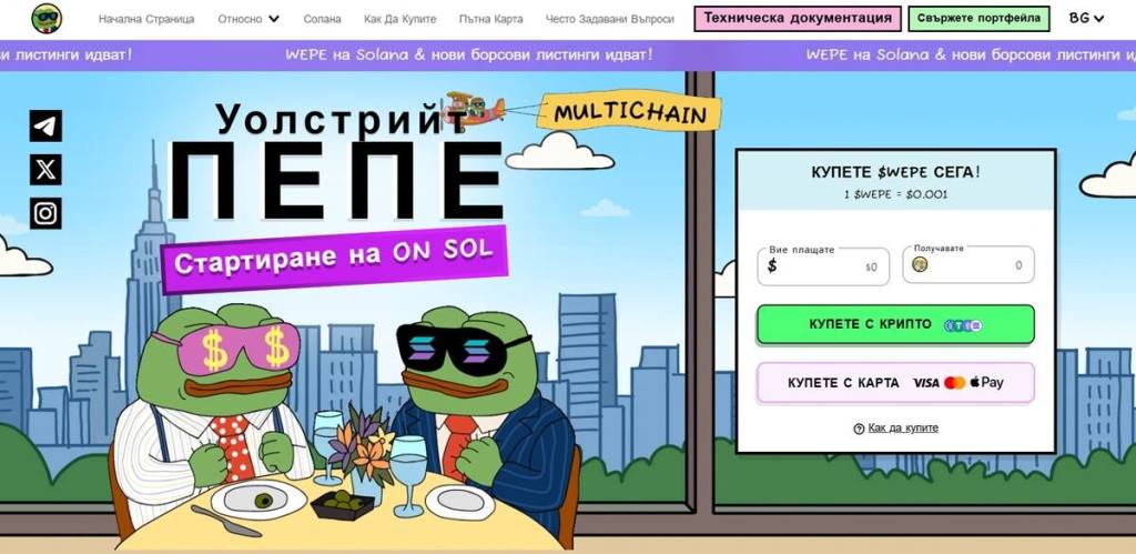 Wall Street Pepe (WEPE) – Мемкойнът на дребните инвеститори