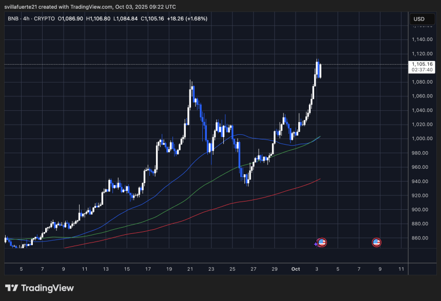 BNB se consolida alrededor de ATH | Fuente: gráfico BNBUSDT en TradingView