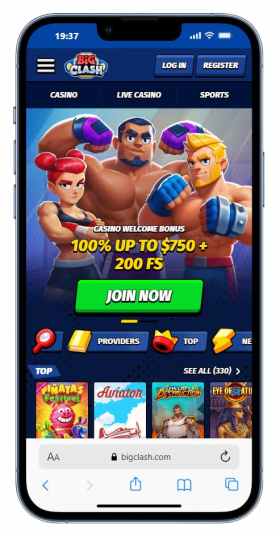 A screenshot showing BigClash Casino - one of the best Gigadat online casinos in Canada