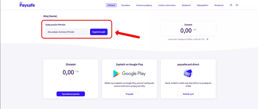 Účet myPaysafe