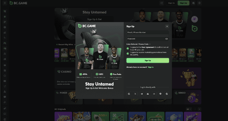 Kaip prisijungti prie BC.Game kazino?