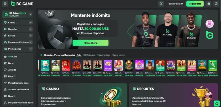 BC.Game admite apuestas crypto y con monedas fiat