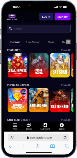a mobile screenshot of Fast Slots, one of the best Hong Kong online casinos