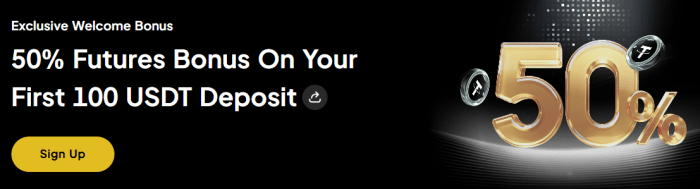 Receive a 50% Futures bonus on your first 100 $USDT deposit on Weex.