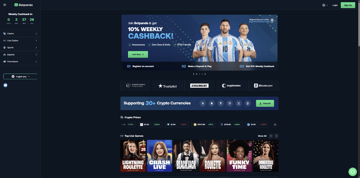 1. Betpanda – žaibiškas kripto kazino su 6,000+ žaidimų ir iki 1 BTC premija