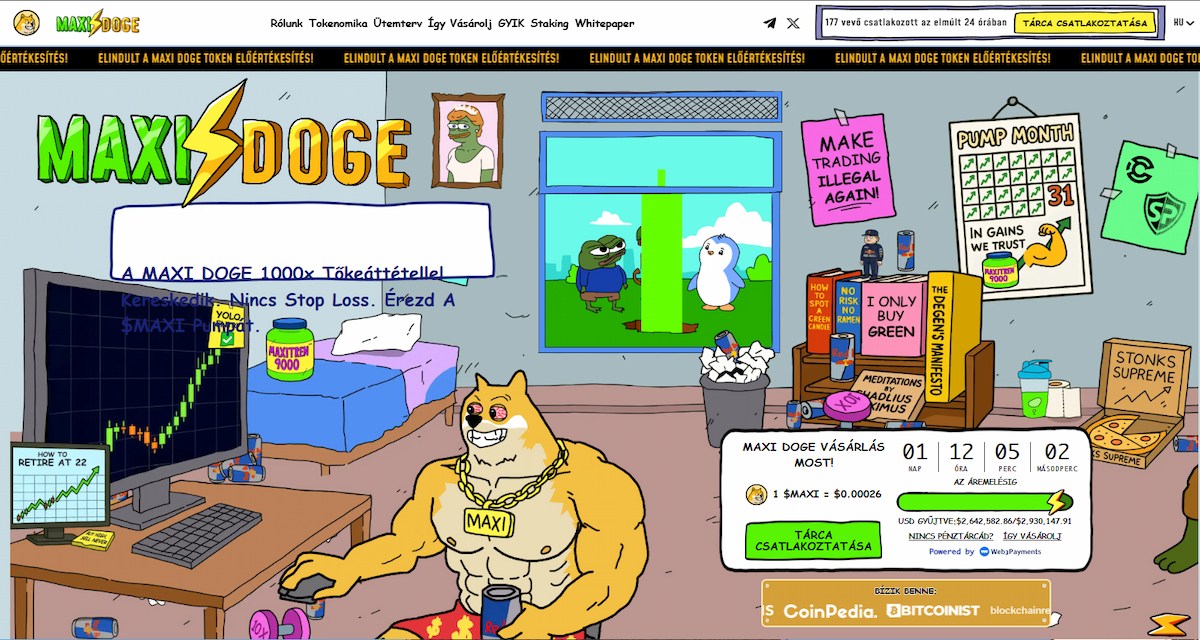 Maxi Doge (MAXI): mémenergia stakinggel és versenyekkel