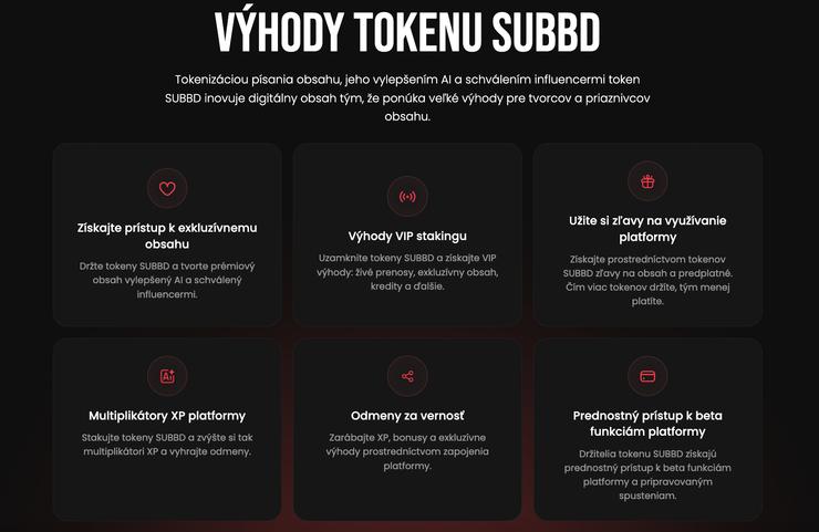 výhody tokenu SUBBD