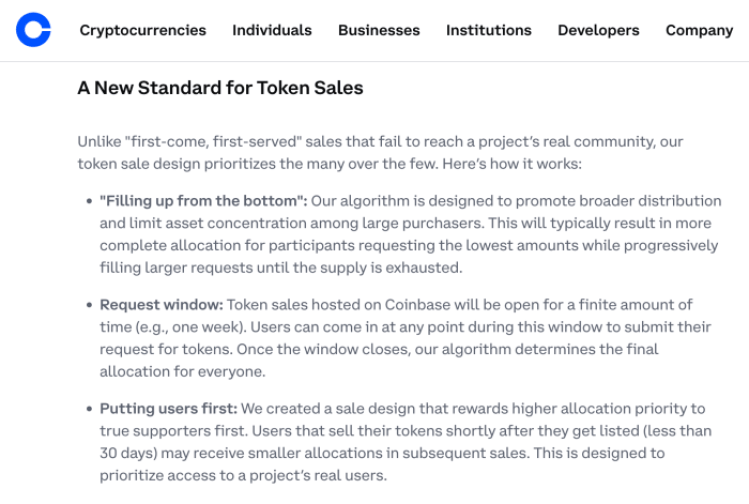A New Standard for Token Sales by Coinbase.