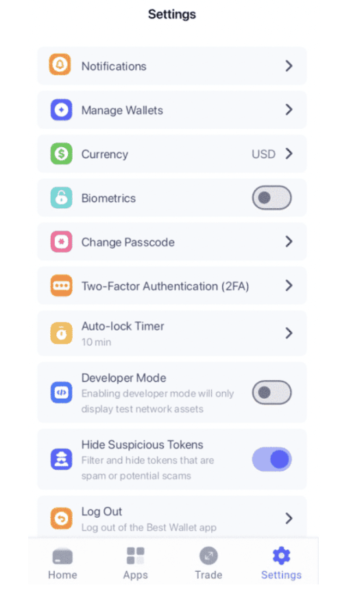 Best Wallet - bezpečnostní kroky