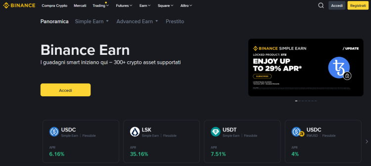 Binance recensione - earn