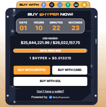 Bitcoin Hyper presale countdown widget from the website.