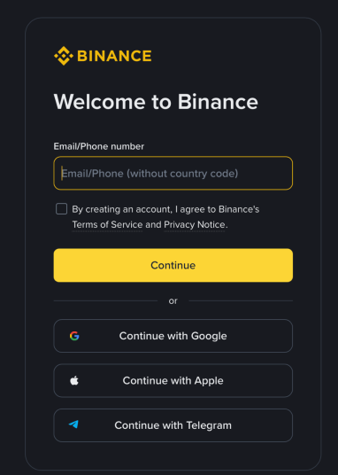 Platforma Binance - vytvoření účtu