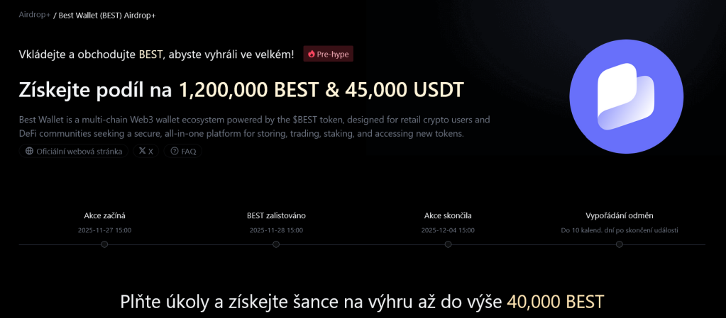 podrobnosti o airdropu BEST na kryptoměnové burze MEXC