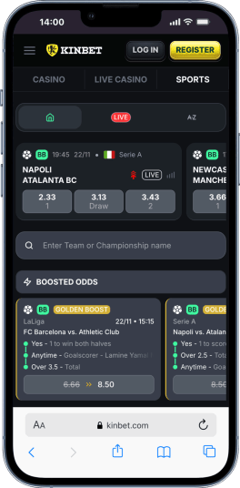 kinbet sports betting page