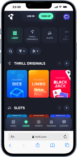 thrill casino mobile screenshot