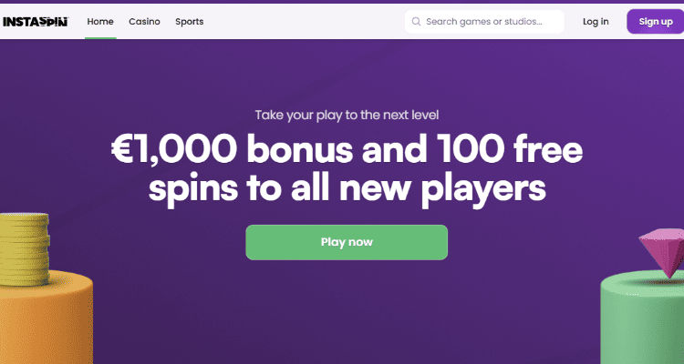 5. Instaspin - greitas ir modernus kazino internetu su patraukliomis premijomis