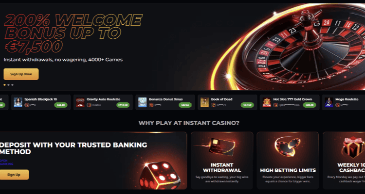 1. Instant Casino - greitas, modernus ir saugus žaidimų pasaulis