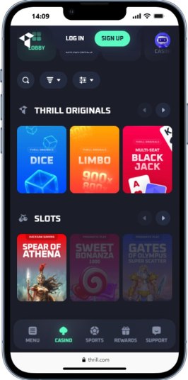 Thrill casino homepage