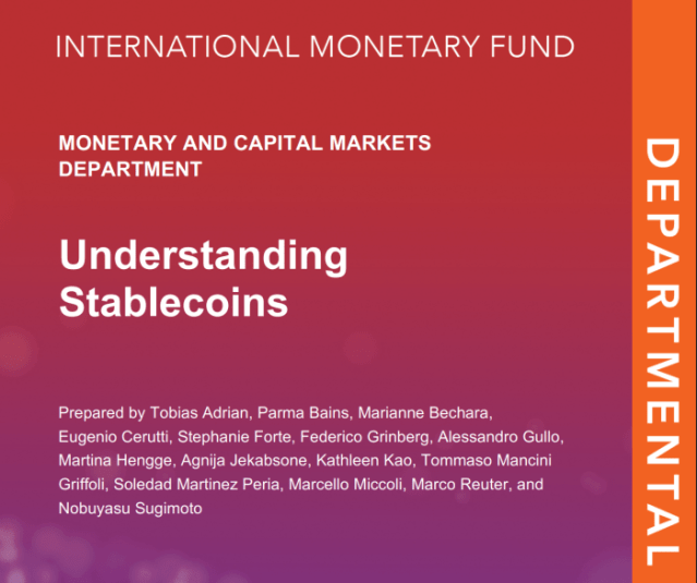 IMF Understanding Stablecoins report cover.