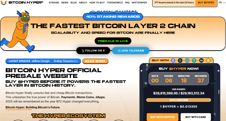 Cifras de preventa y mecánica de staking de Bitcoin Hyper