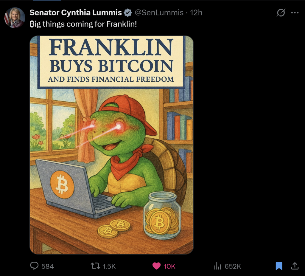 Senator Lummis Bitcoin 'Franklin' meme