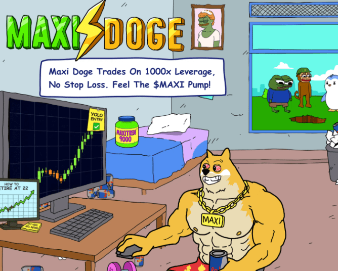 Maxi Doge landing page showing the project vibe.