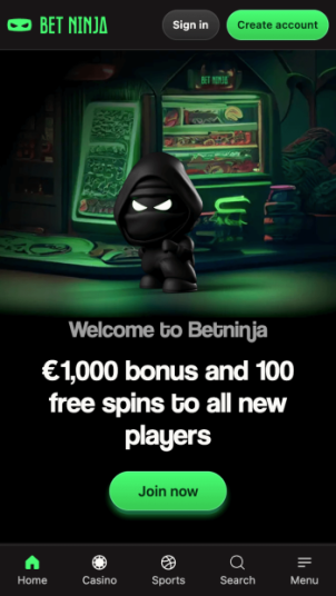 Najlepsi bukmacherzy: BetNinja (widok mobilny)