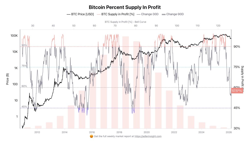 Bitcoin percent supply in profit